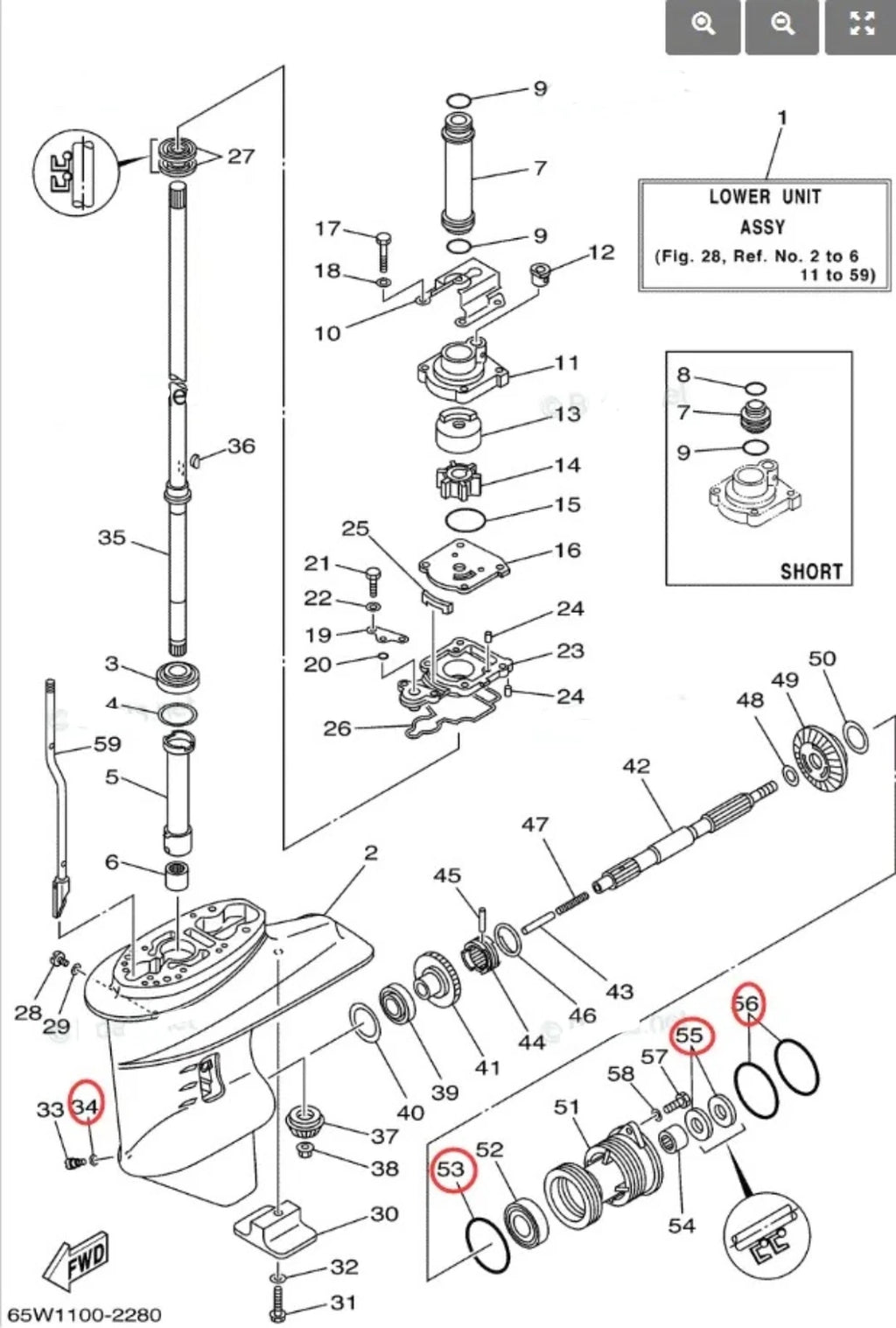 Lower Gearcase Oil Seal Kit 2X 93101-20M07 90430-08003 for Yamaha F25 (2000–2023)