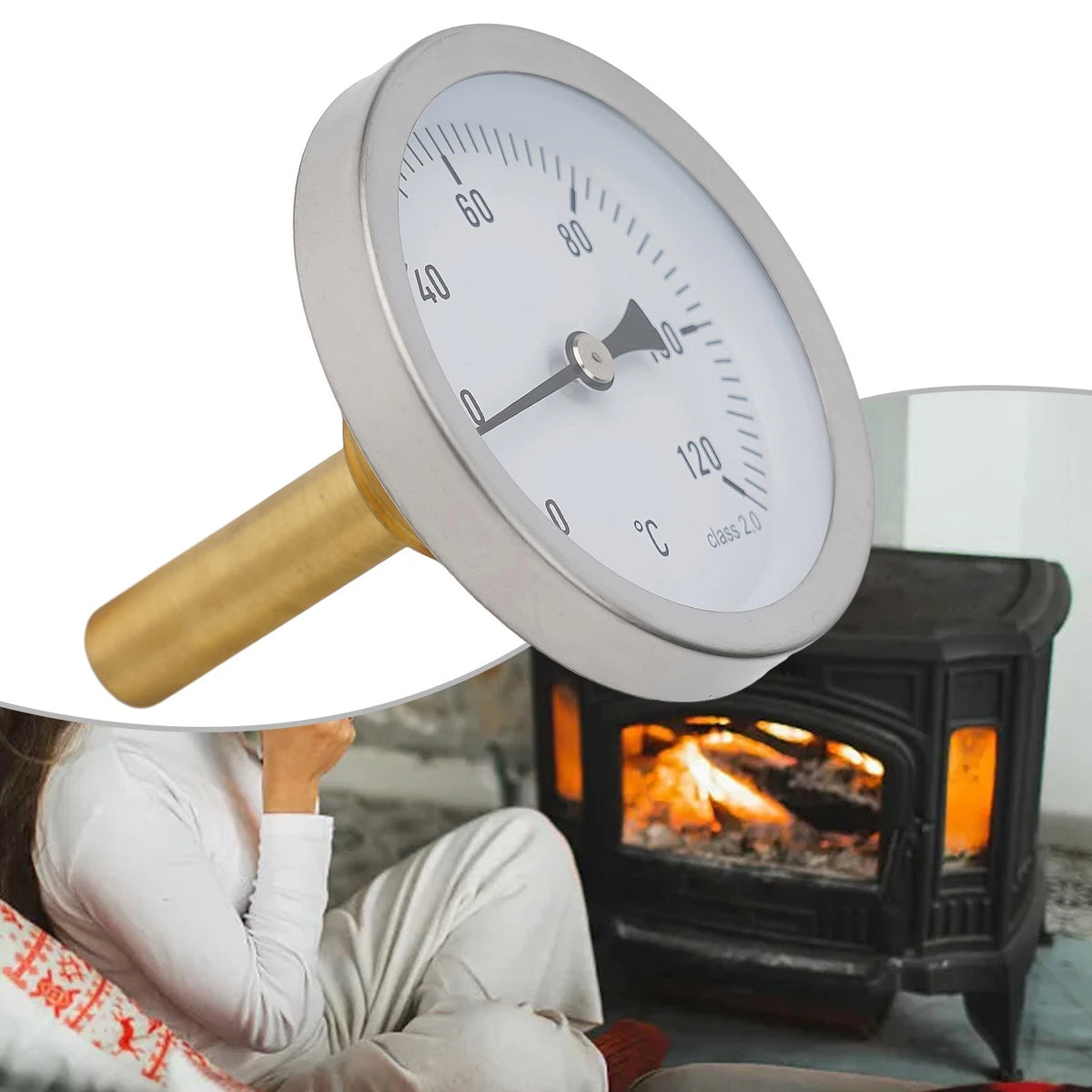 Thermometer Heating 120°C 1/2" Axial Screw-in for Easy Reading