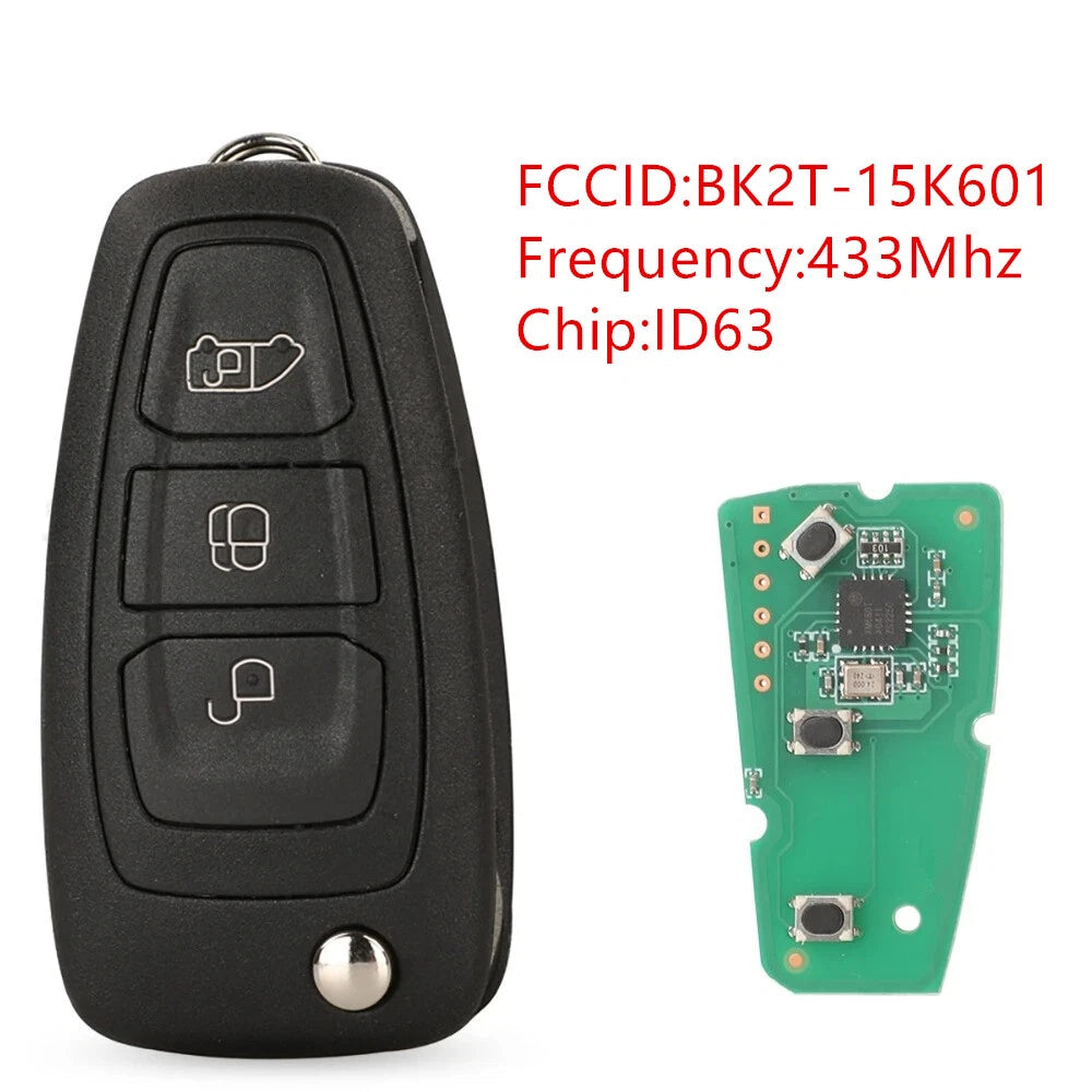 Full Remote Key ID63 Chip 433Mhz for Ford Transit Custom (2012–2016) BK2T-15K601-AA