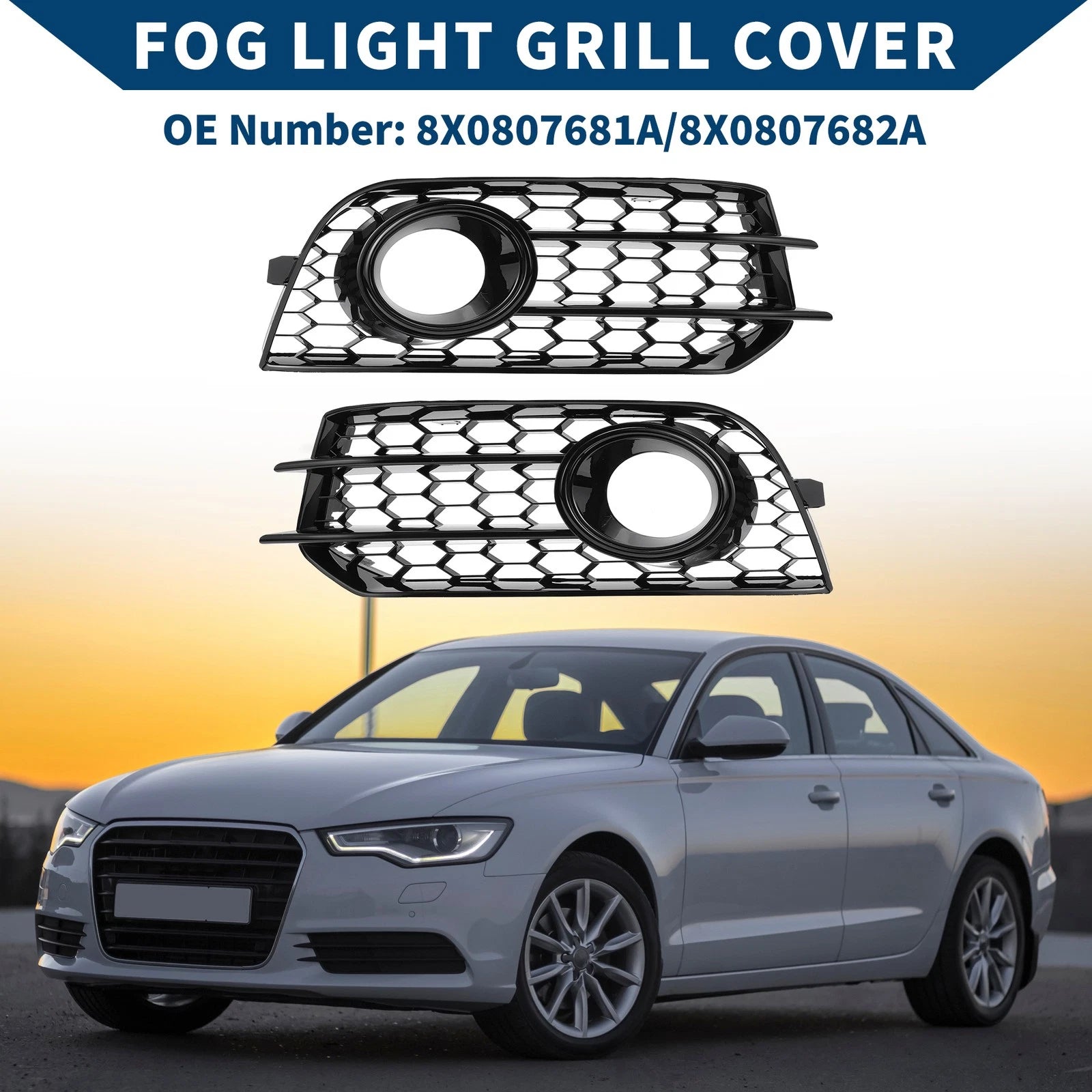 Front Fog Light Grill Pair Replacement for Audi A1 8X (2010–2014)