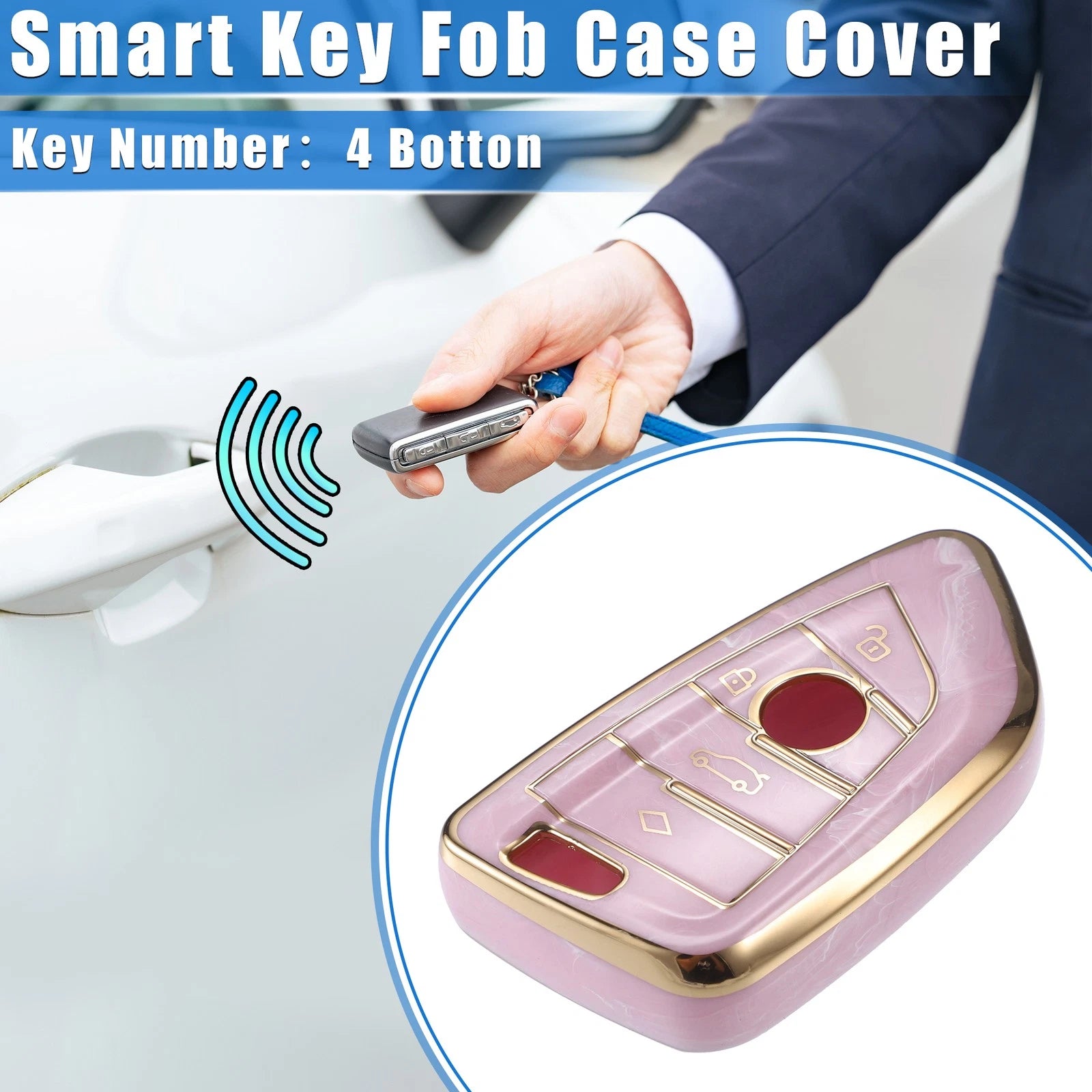 Smart Key Fob Cover Case 4 Button Remote for BMW 3 4 5 6 7 Series (2006–2022)