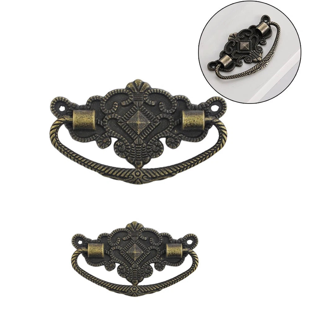 Set of 6 Antique Brass Handle Pull Ring Drawer Knobs
