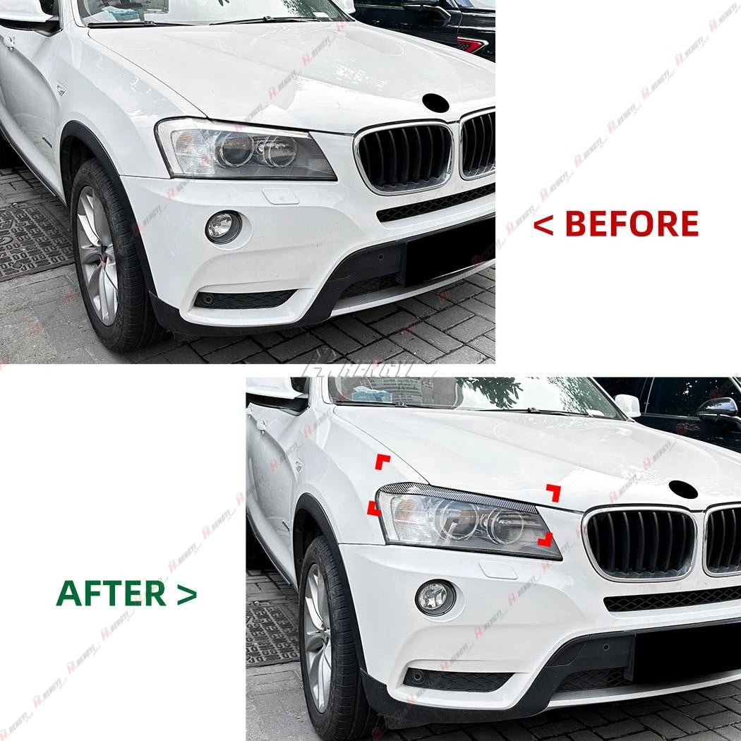 Pair of Black Headlight Eye Lids Covers for BMW X3 F25 (2011–2013)