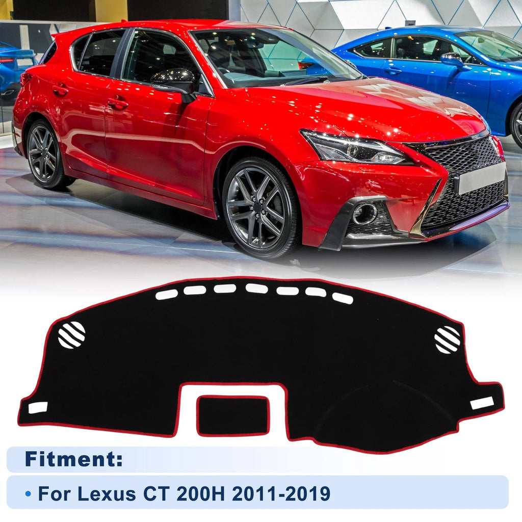Dash Cover for Lexus CT 200H (2011–2019) Polyester Black Red Edge