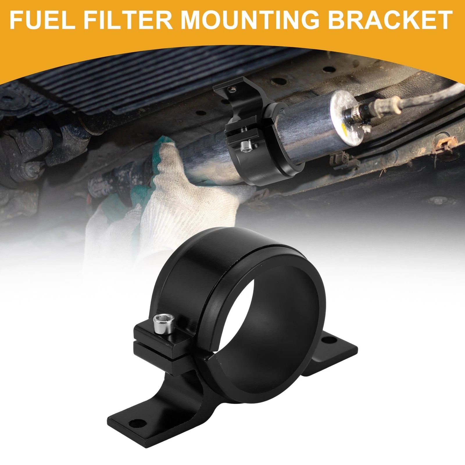 Fuel Filter Mounting Bracket for Universal Applications (58mm) - Aluminum Black