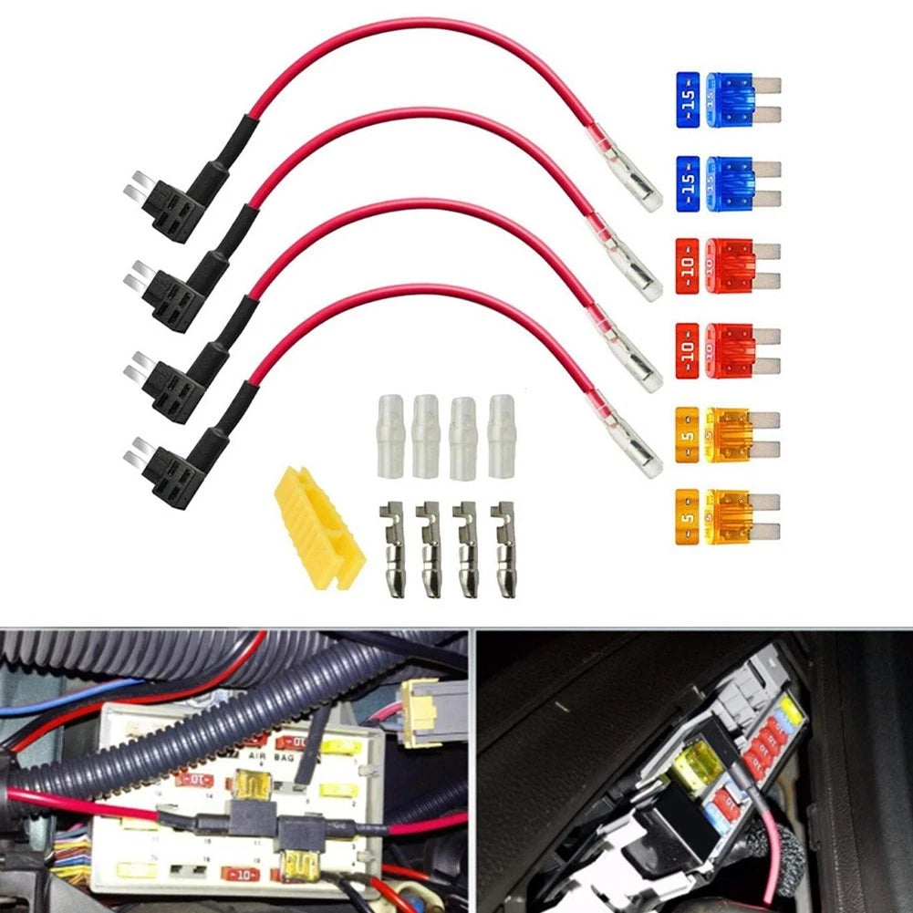 4Pcs AddACircuit Fuse Holder & Wire Harness for Universal Applications