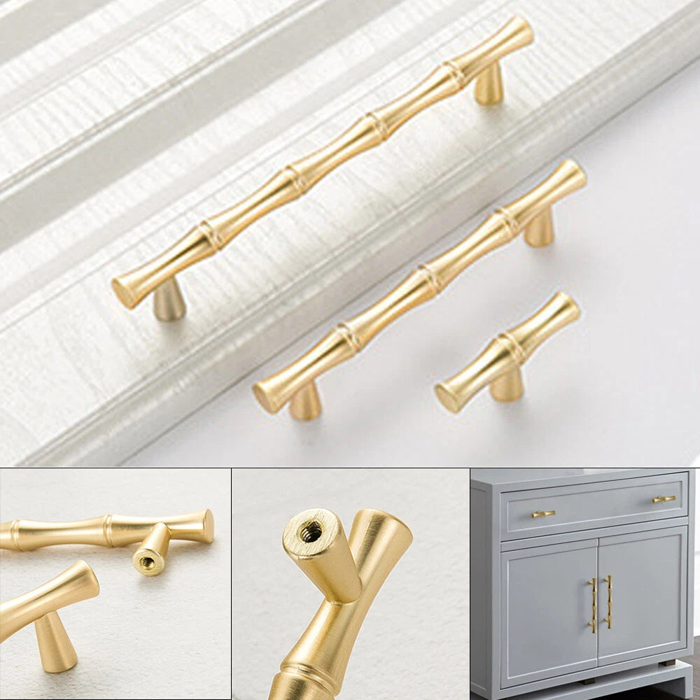 2Pcs Gold T Bar Door Pull Handle for Closet Cupboard Furniture