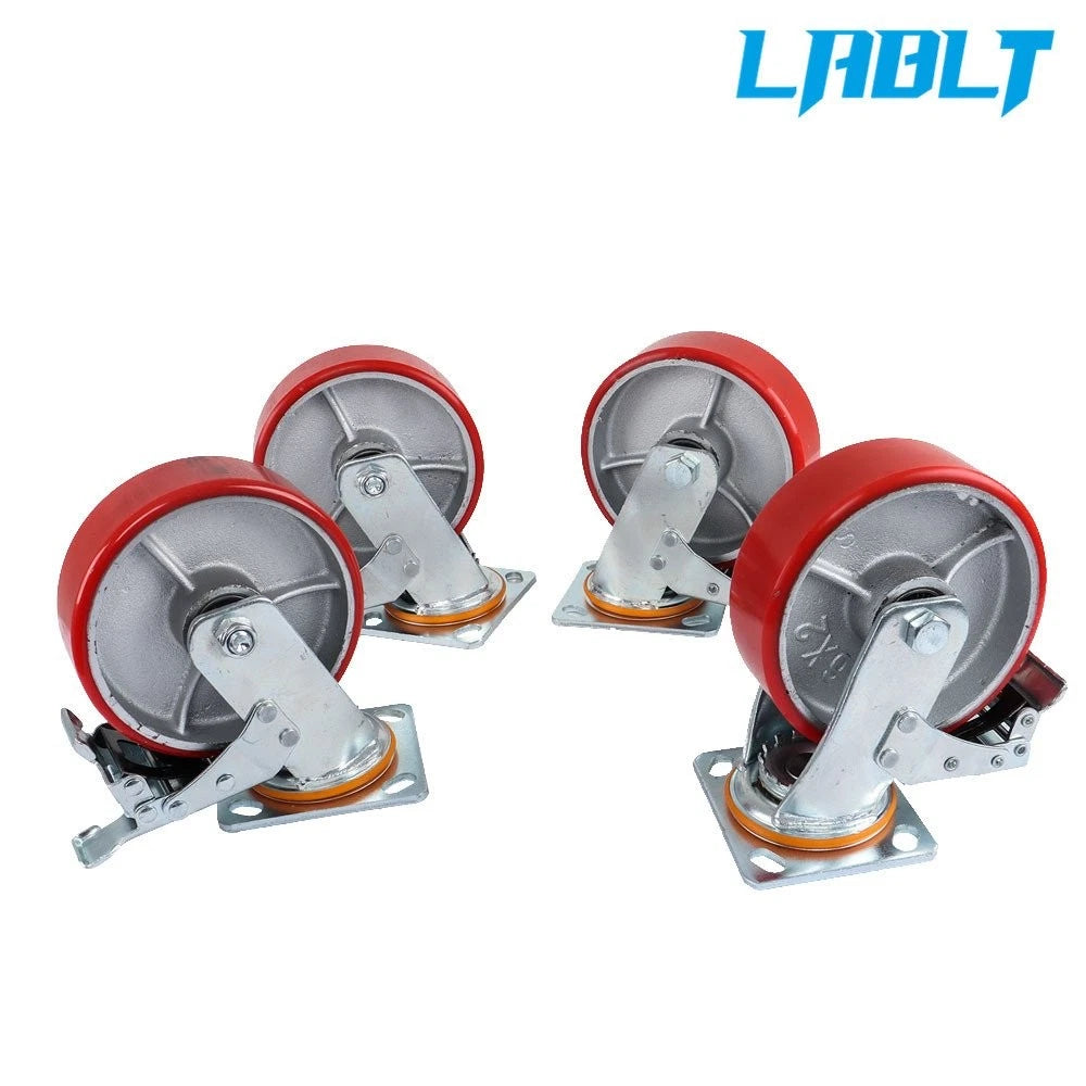 Set of 4 Heavy Duty 6" Metal Caster Wheels Swivel & Lock