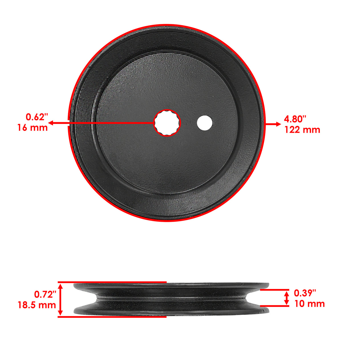 Deck Spindle with 4.8 in OD Pulleys Replacement for Hustler Raptor 938167 (2018–2018)