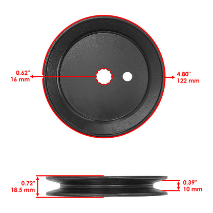 Deck Spindle with 4.8 in OD Pulleys Replacement for Hustler Raptor 938167 (2018–2018)