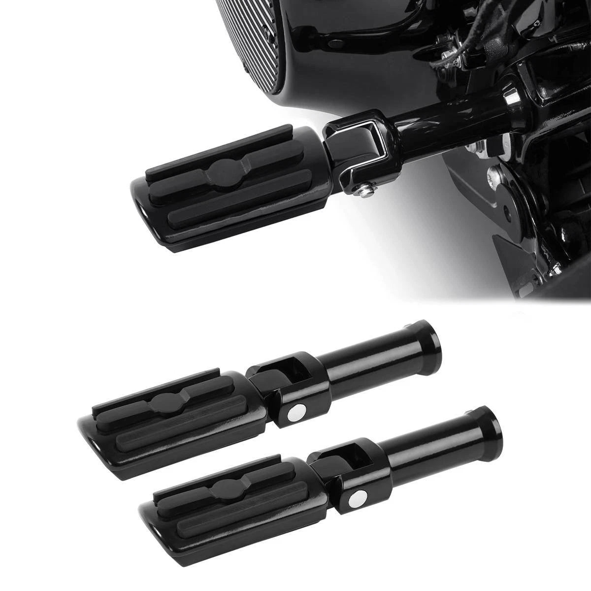 Black Rear Footpegs Bracket for Harley Softail Deluxe Fat Boy (2018–2025)