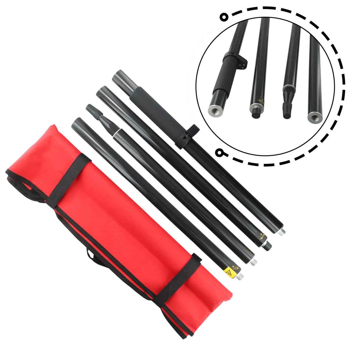 2M Carbon Fiber Survey Pole for GPS GNSS RTK-Prism (32mm, 4-Section)