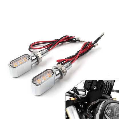 2X Motorcycle Turn Signal Mini Blinker Indicator Light Amber Chrome Universal