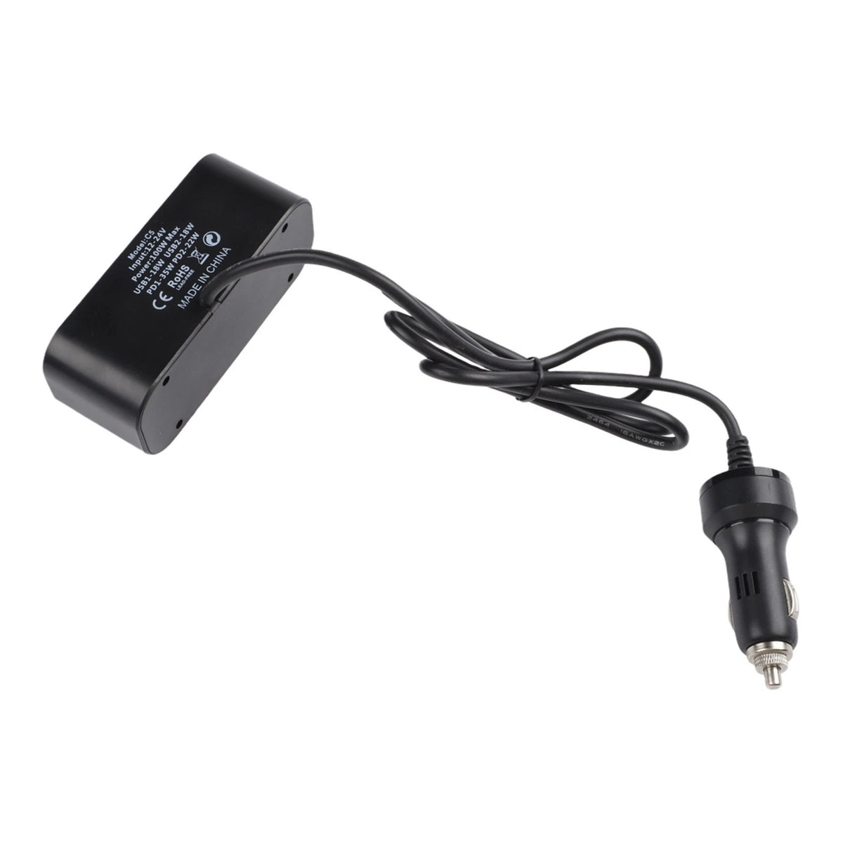 100W Car Charger with PD QC 3.0 for Universal Use (4 USB Ports, Digital Display)