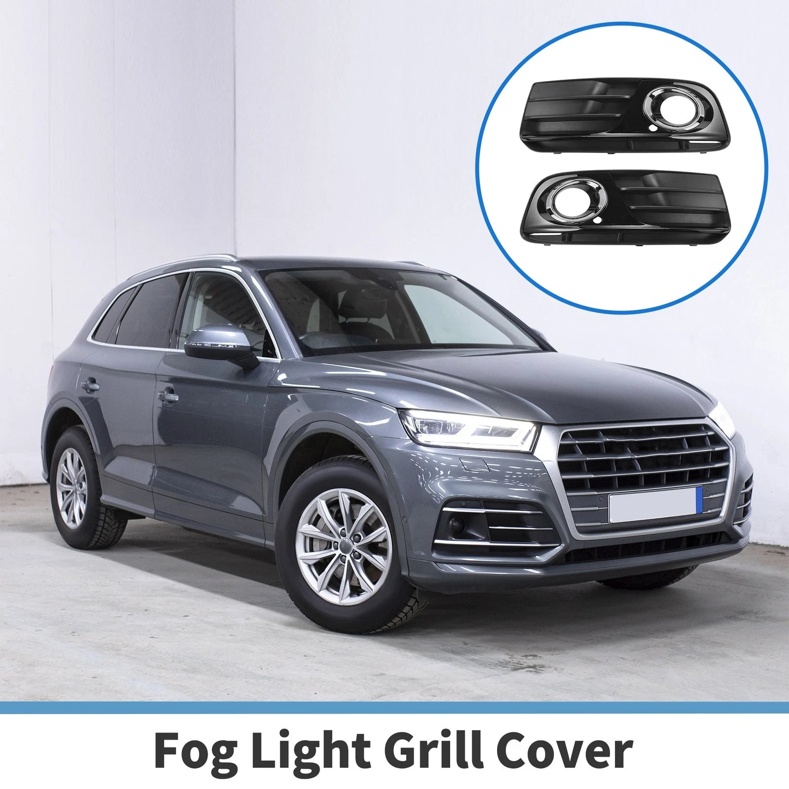Pair Front Fog Light Grill Replacement for Audi Q5 (2013–2017)