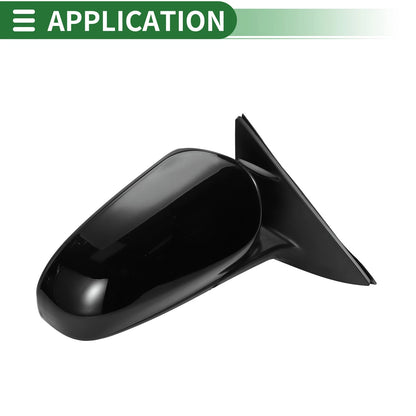 Right Door Mirror Replacement for Toyota Camry Manual Folding Gloss Black (2012–2017)