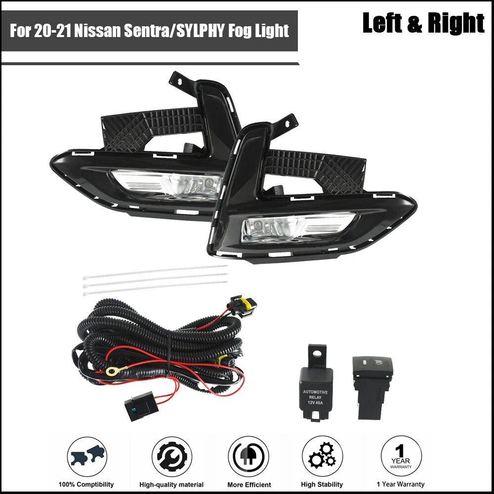 Clear Lens Bumper Fog Light Lamp Replacement for Nissan Sentra/SYLPHY (2020–2021)