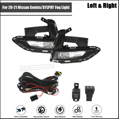 Clear Lens Bumper Fog Light Lamp Replacement for Nissan Sentra/SYLPHY (2020–2021)