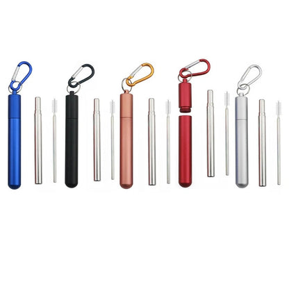 Reusable telescopic straws with silicone tips for comfortable drinking