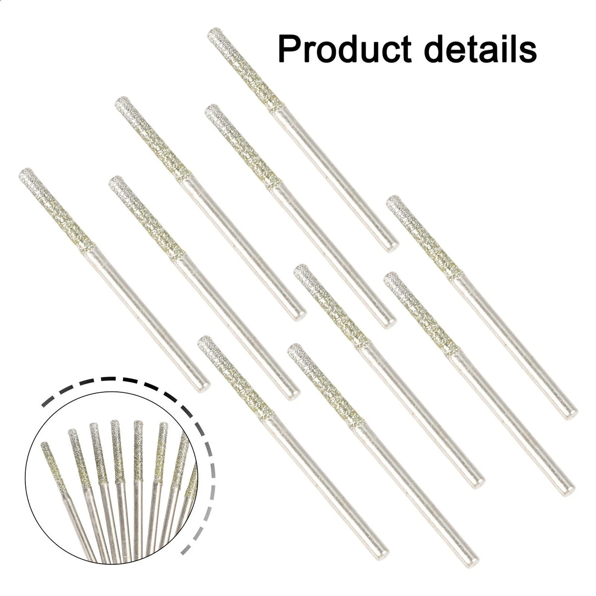 10PCS Glass Drill Bits 0.8-2.5mm with 2.35mm Shank for Jewelry Crafts