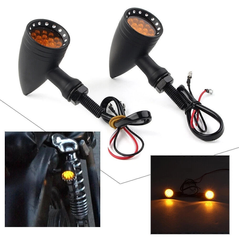 10mm Turn Signal Lights Black for Harley Honda Motorcycle (Fits )