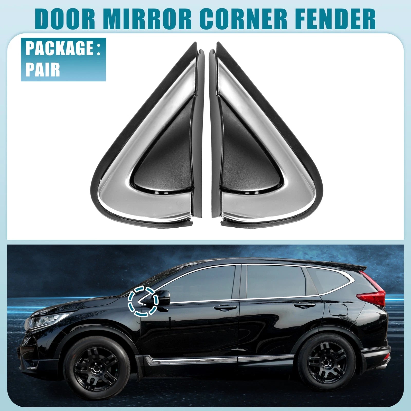 Door Mirror Corner Fender Cover Pair Front Left Right for Honda CRV (2017–2019)