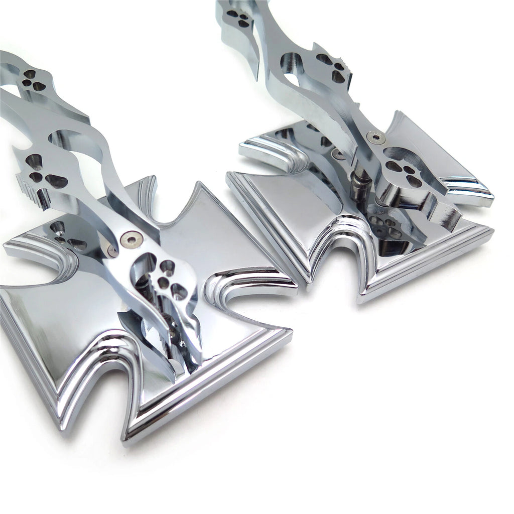 Maltese Cross Acrylic Mirrors for Harley Dyna Wide Glide (Chrome)