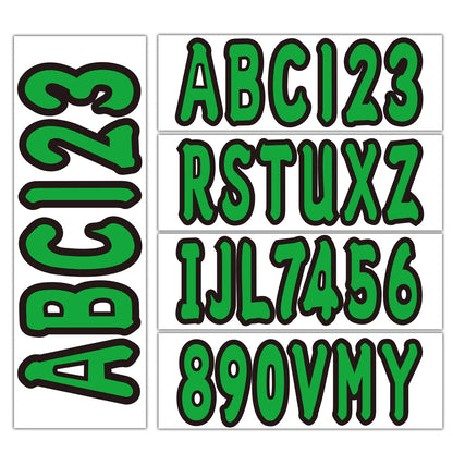 Set of 4 Boat Registration Decals A-Z & 0-9 Green