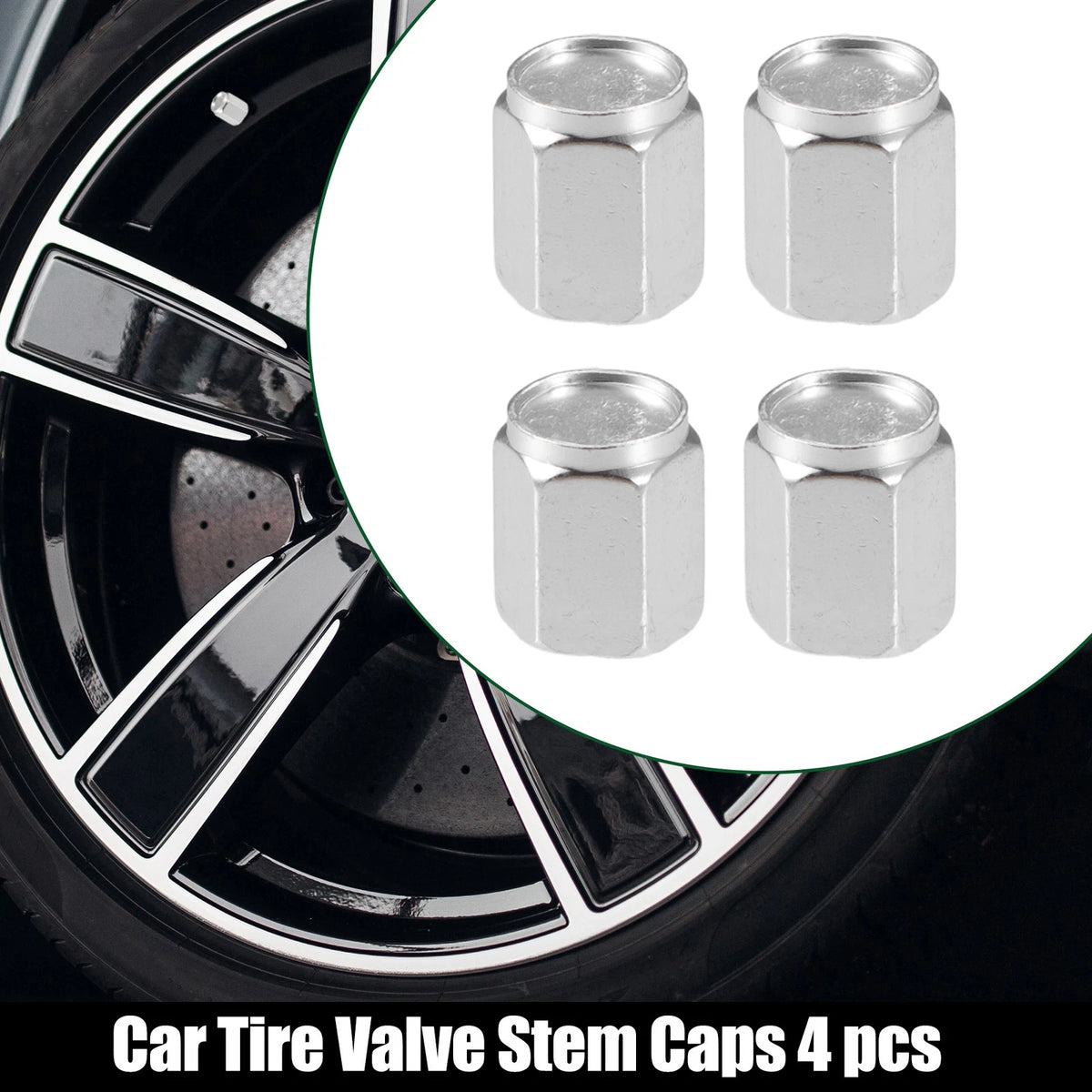 Tire Valve Stem Caps Replacement for Car SUV Bike Aluminum Alloy 4 Pcs (—)