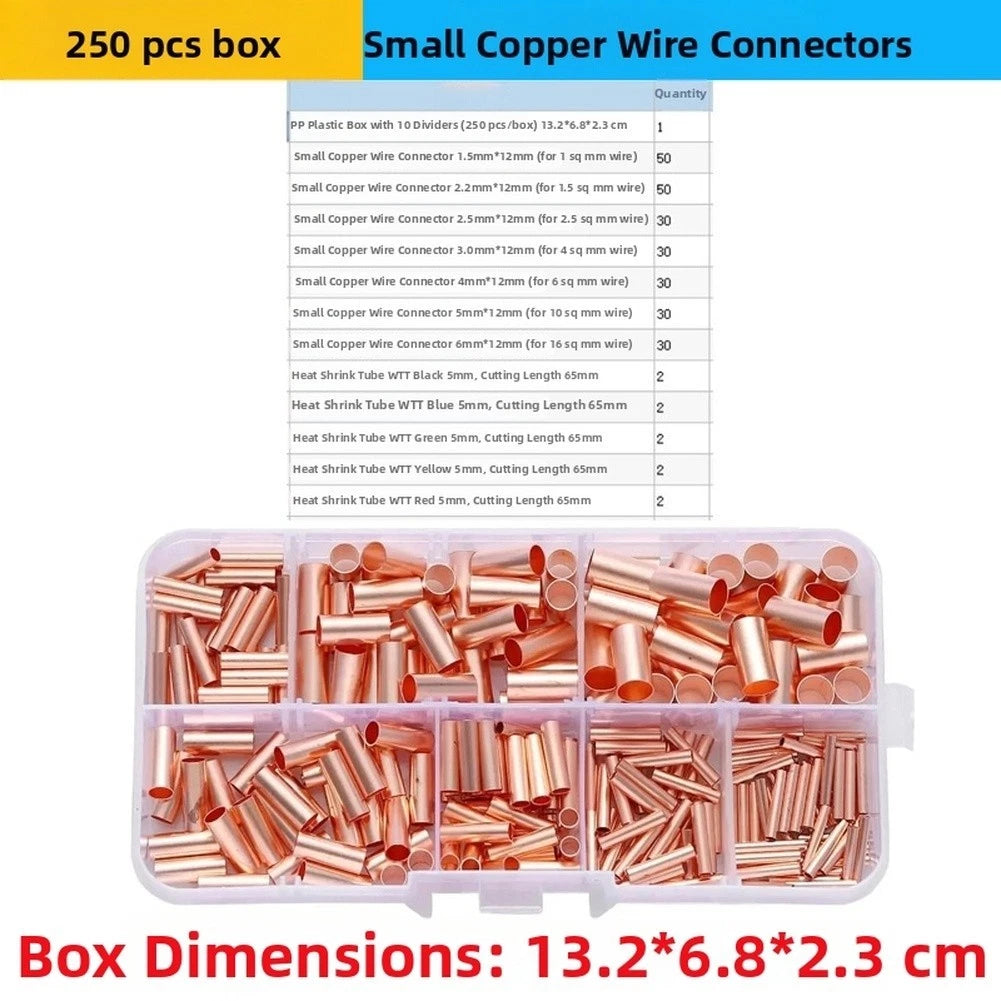 250pcs Brass Pipe Connectors for Electrical Use (15mm to 6mm)