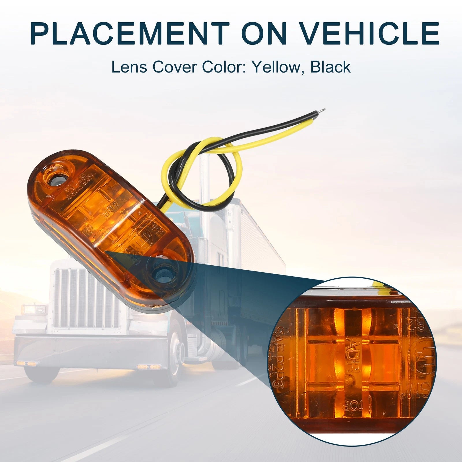 LED Trailer Marker Lights 24V Waterproof Yellow 10 Pack for Universal Use