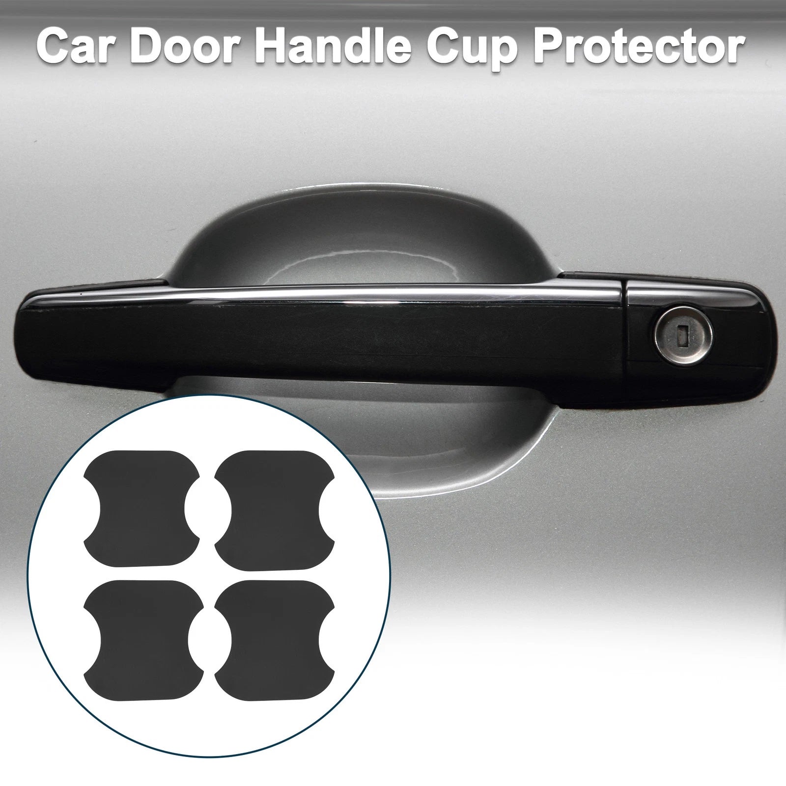 Car Door Handle Scratch Protector for Universal Vehicles (91x93mm, Matte Black)