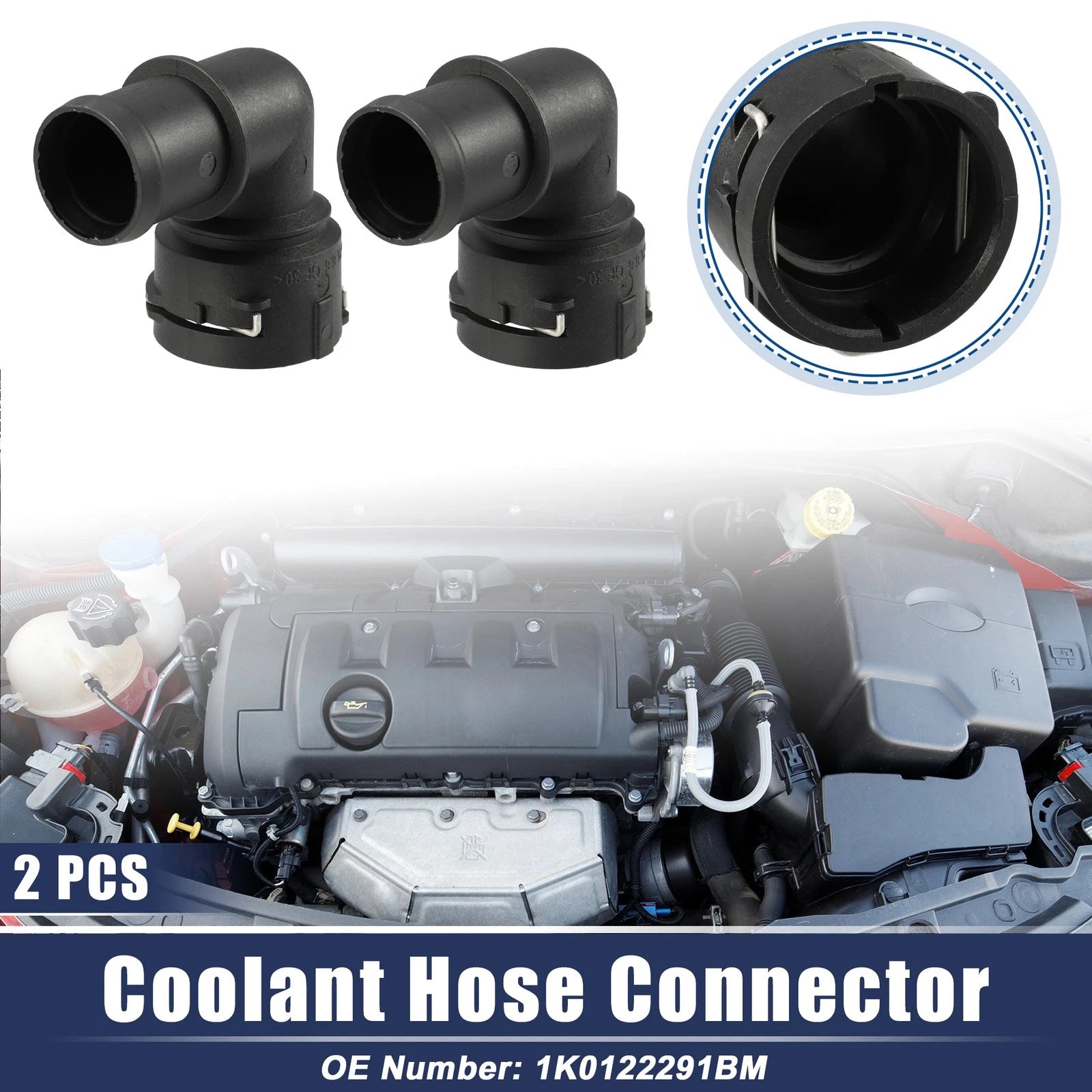 2pcs Coolant Hose Flange Replacement for Audi A3 2.0L Quattro (2009–2013)