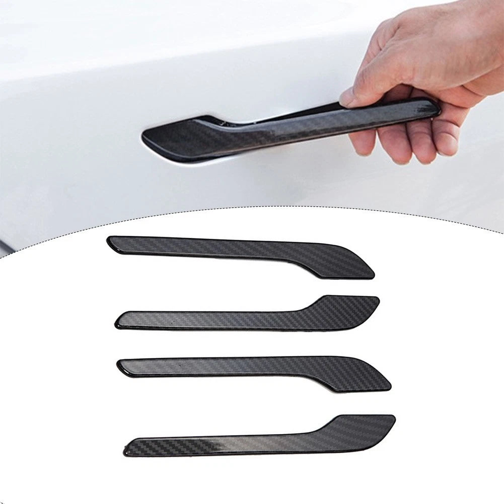 4X Gloss Carbon Fiber Door Handle Covers for Tesla Model 3 Y (2020–Present)