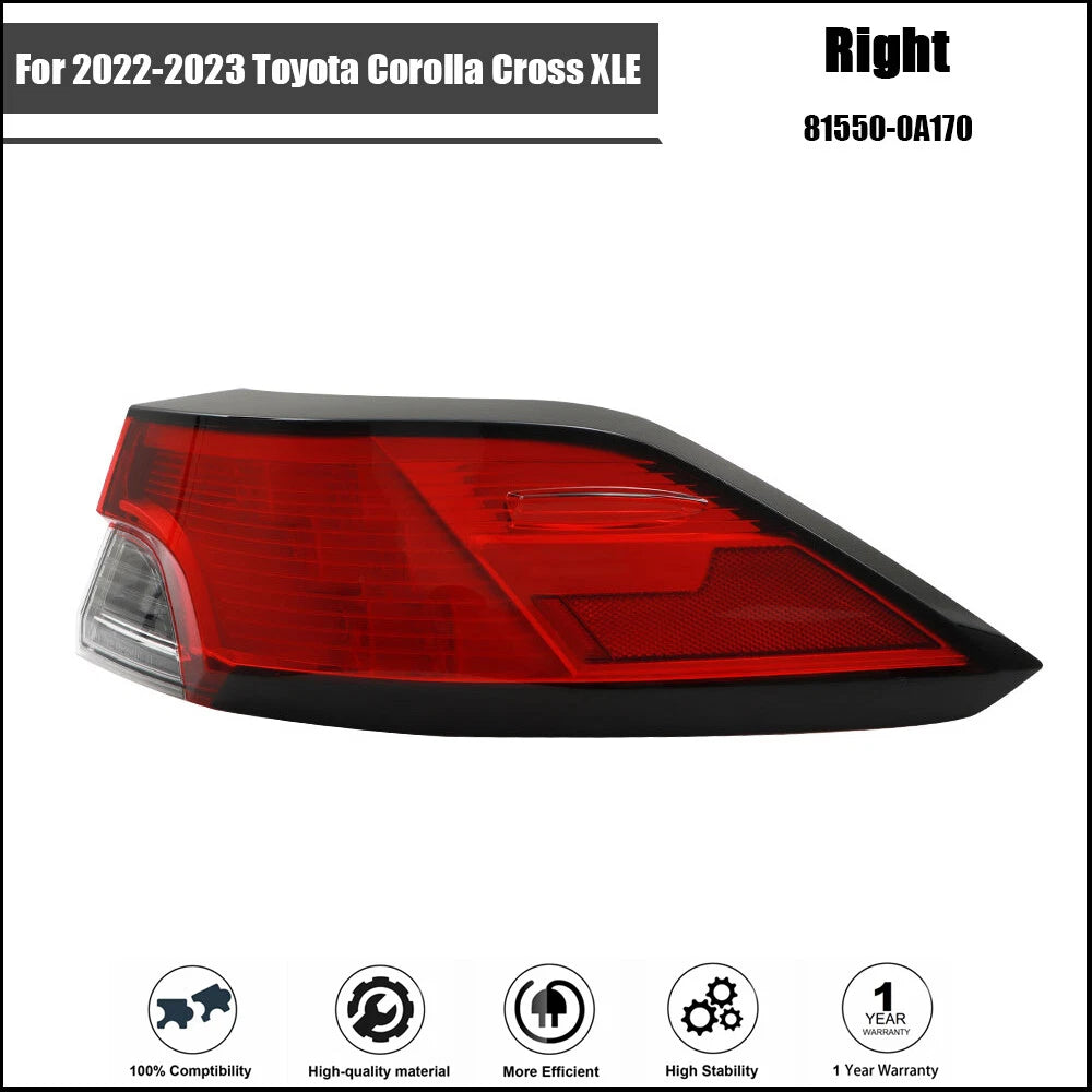 Outer Tail Light Assembly LED for Toyota Corolla Cross (2022–2023) Right Side