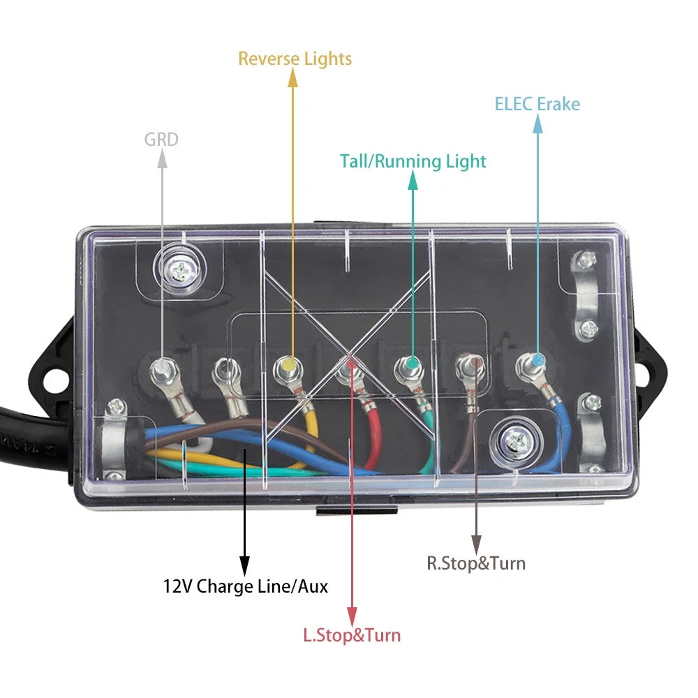 7 Way Trailer Cable with 7 Pin Plug & Junction Box for RV Trailer (8FT)