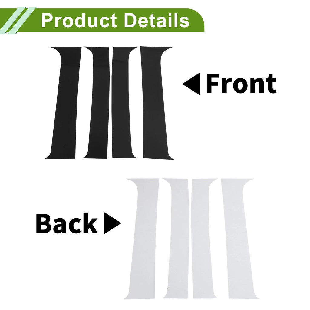 4 Pcs Pillar Window Trim Replacement for Chevy Suburban (2007–2013) Black