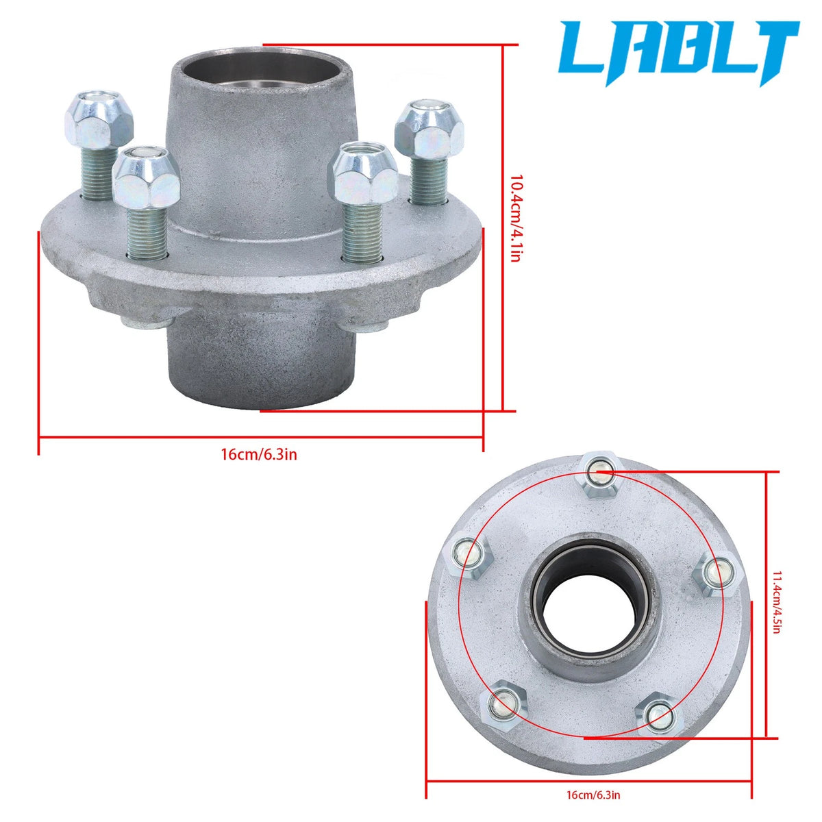 Set of 2 Trailer Hub Bearing Kit 5 Lug 5 on 4.5" for 2000 lbs Spindle