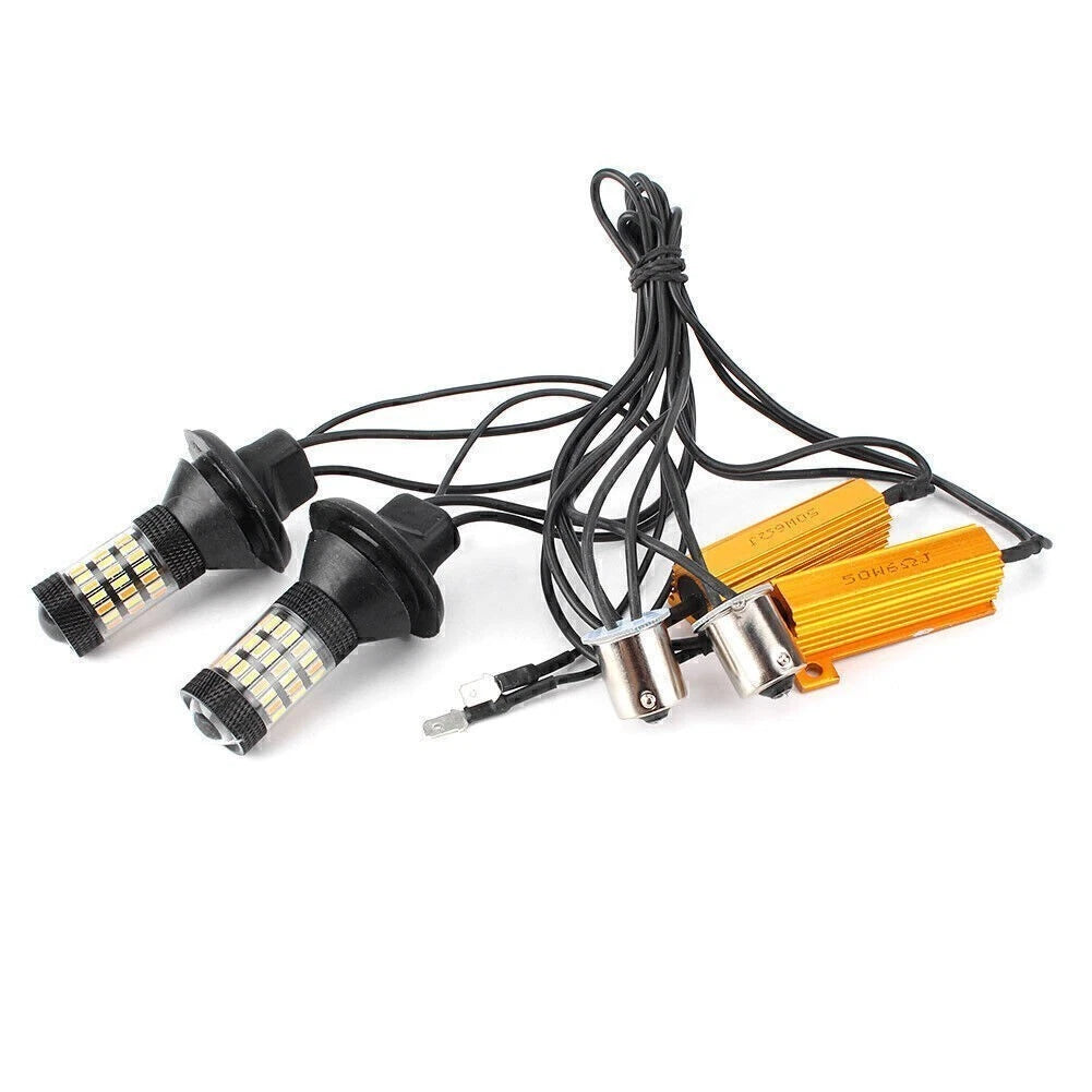 2X 1156 P21W Dual-Color Switchback LED Turn Signal Lights for Automotive
