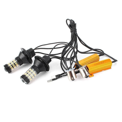 2X 1156 P21W Dual-Color Switchback LED Turn Signal Lights for Automotive