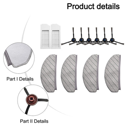 Set of 4 Side Brush Filter Mop Cloths for ECOVACS DEEBOT N20 (2020–2023)