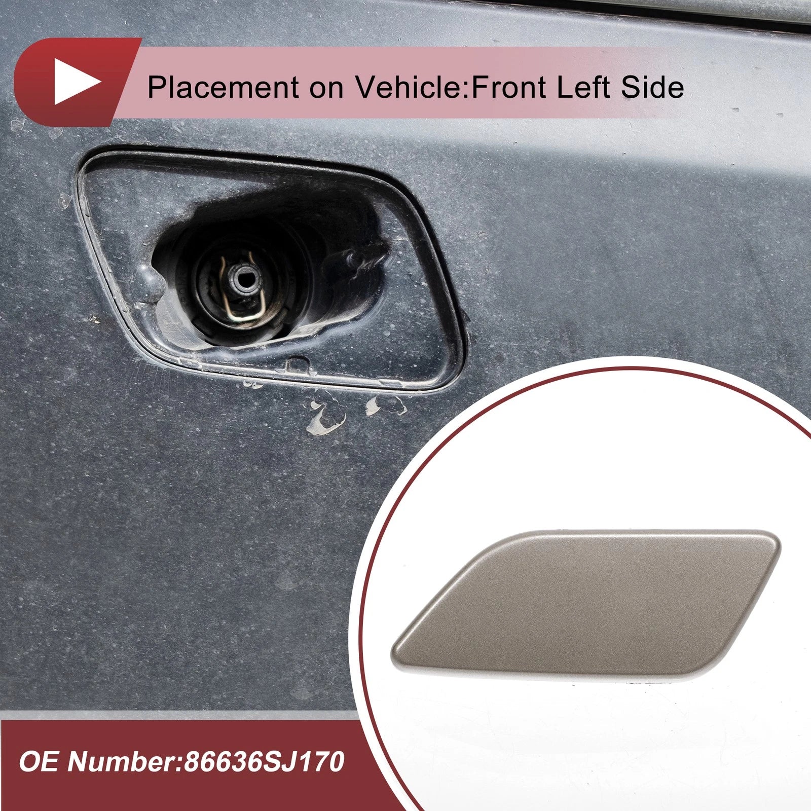 Front Left Washer Nozzle Cover Cap for Subaru Forester (2022–2024) Copper Tone