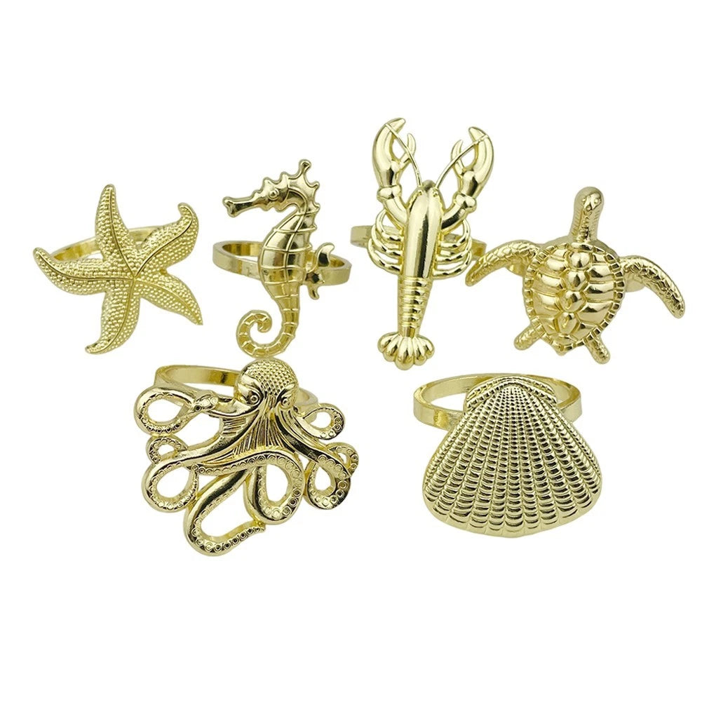 Set of 6 Decorative Napkin Rings for Table Settings