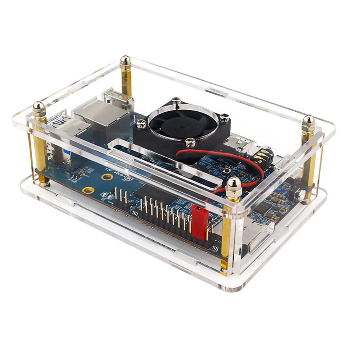 Clear Box Protective Shell Cover + Cooling Fan for Orange Pi 5 (2023)