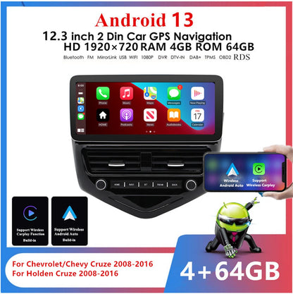 12.3'' GPS Navigation Android for Chevy Holden Cruze (2008–2016)