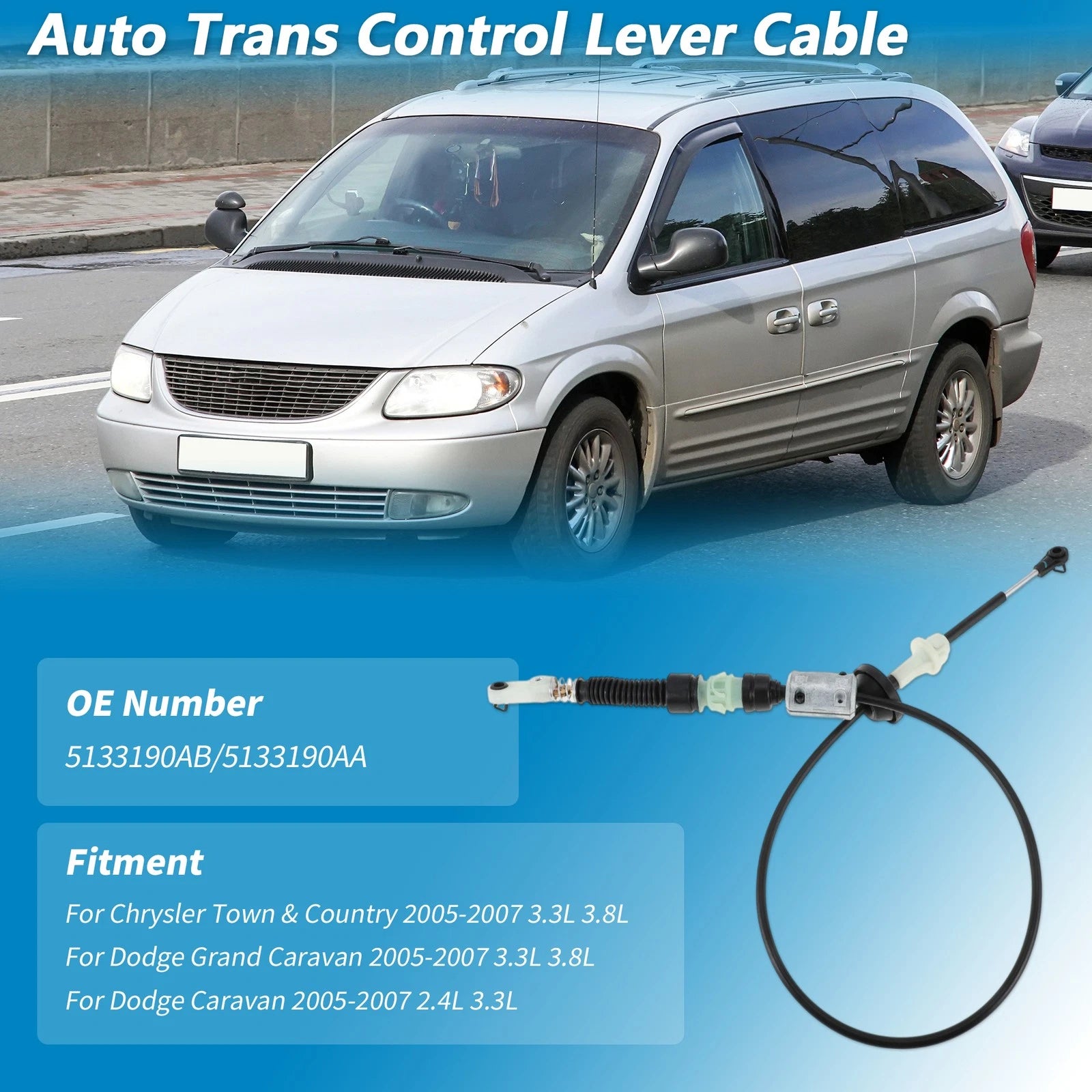 Auto Trans Gear Shifter Cable Replacement for Chrysler Town & Country (2005–2007)