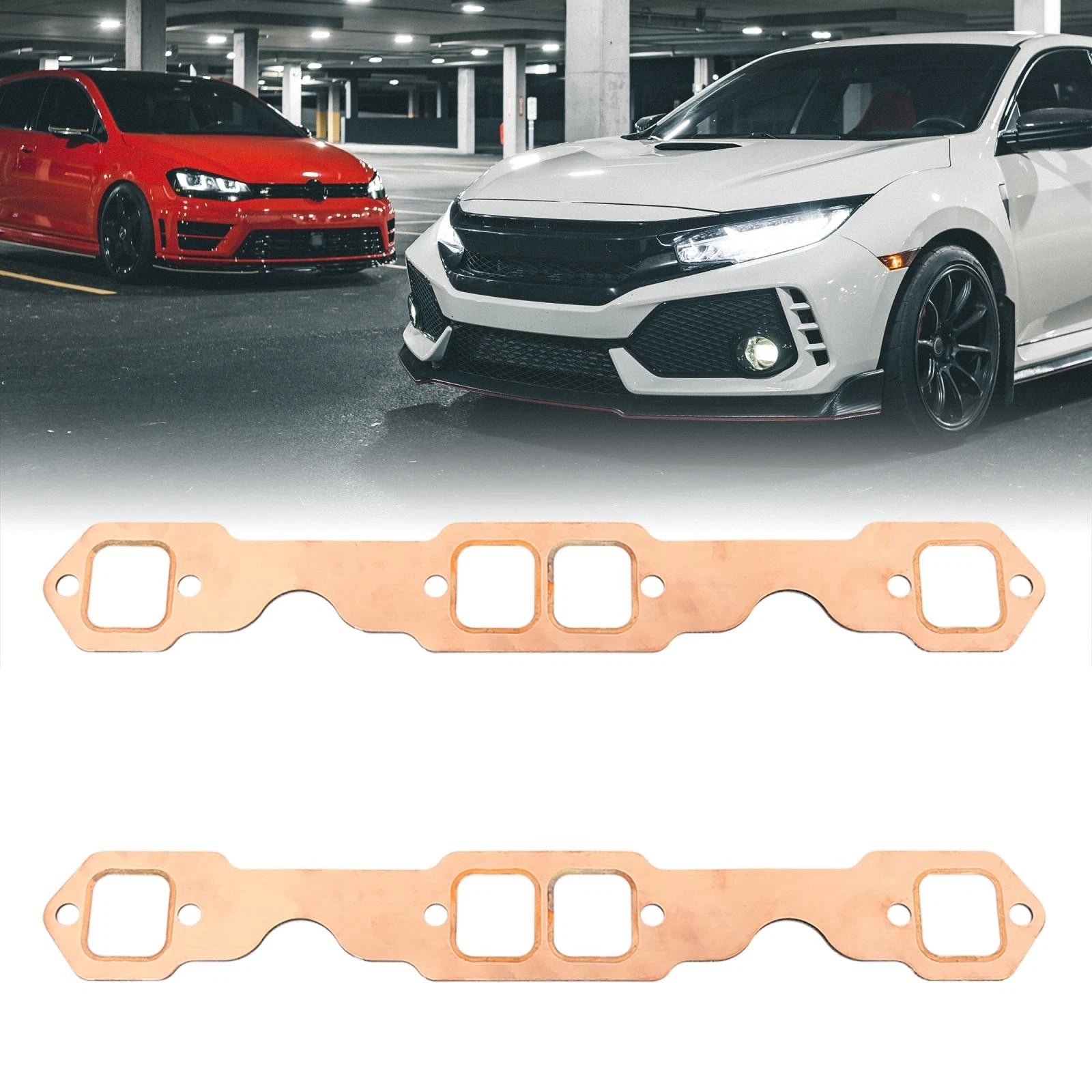2pcs Exhaust Manifold Gasket Set for Chevy 327 305 350 383 Engine (Square Port)