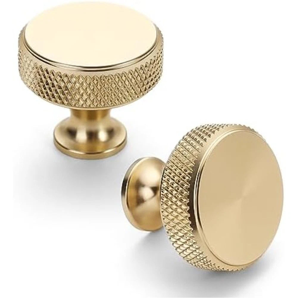 Knurled Drawer Pull Cabinet Knobs Set of 4 - Aluminum Alloy, Fingerprint Resistant