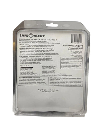 Carbon Monoxide Alarm for Safe T Marine 62-541 (13.8V Wire In)