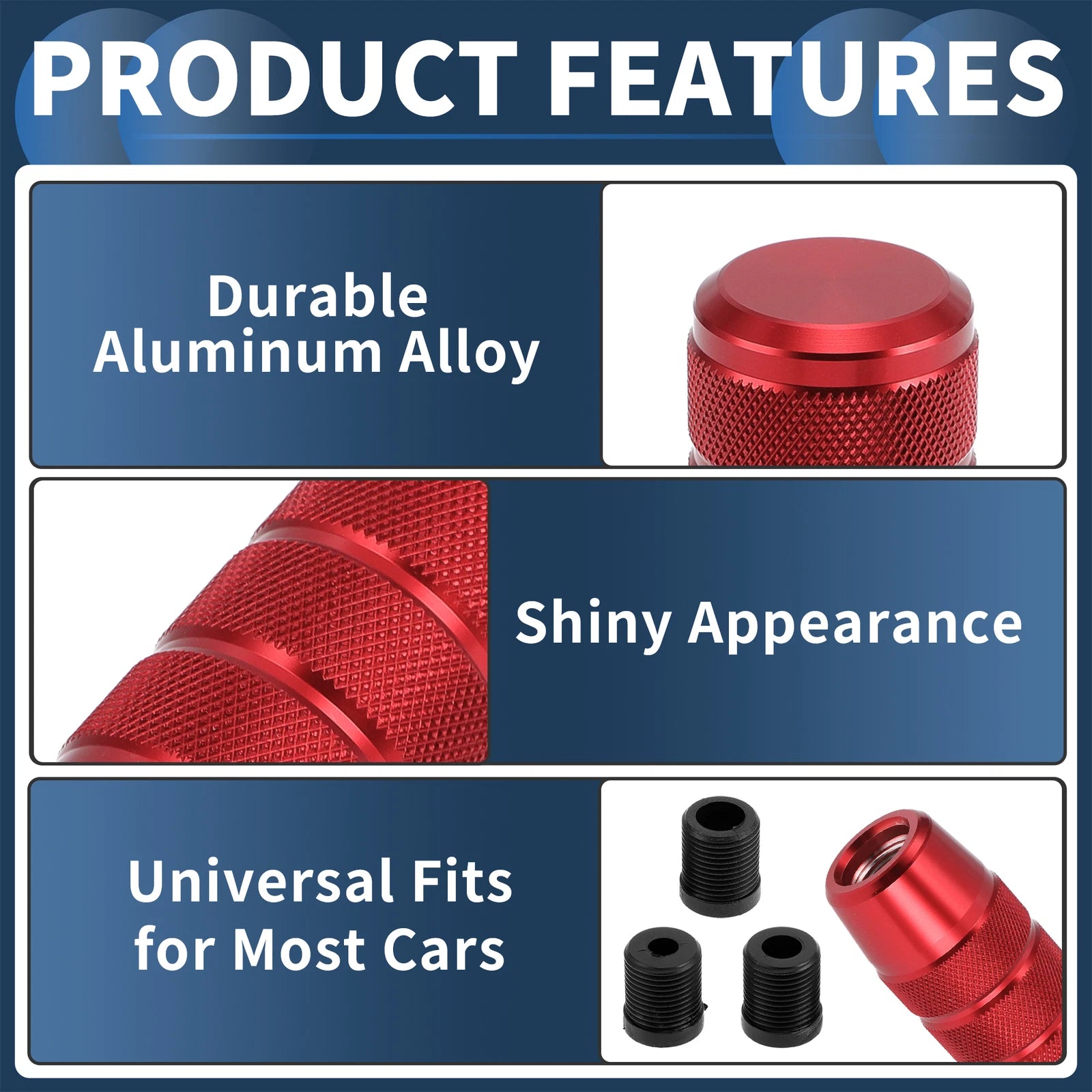 Shift Knob with 3 Adapters for Universal Fit (Automatic/Manual)